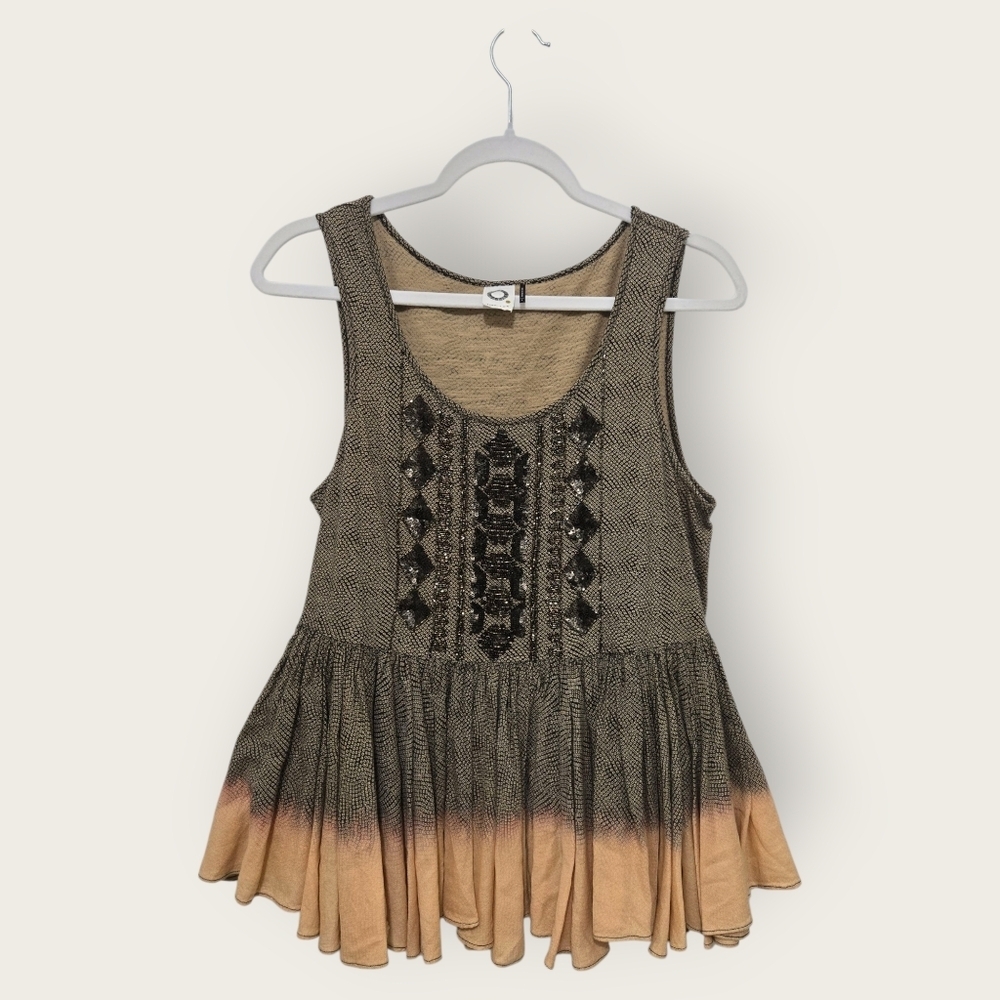 Anthropologie Akemi + Kin Anaphora Tank Top Blouse Size S Beaded Sequined Peplum - Picture 5 of 9